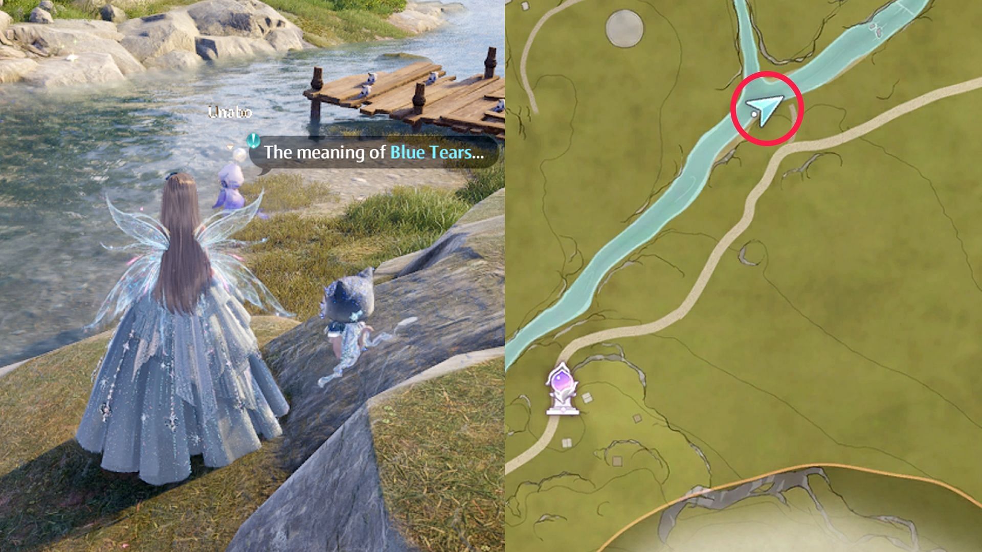 Location of the Kindled Inspiration: Meaning of Blue Tears quest in Infinity Nikki (Image via Sportskeeda Gaming/Infold Games)